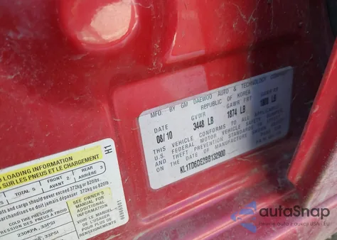 2011 Chevrolet Aveo 1Lt z USA, uszkodzony, nr VIN KL1TD6DE2BB132900